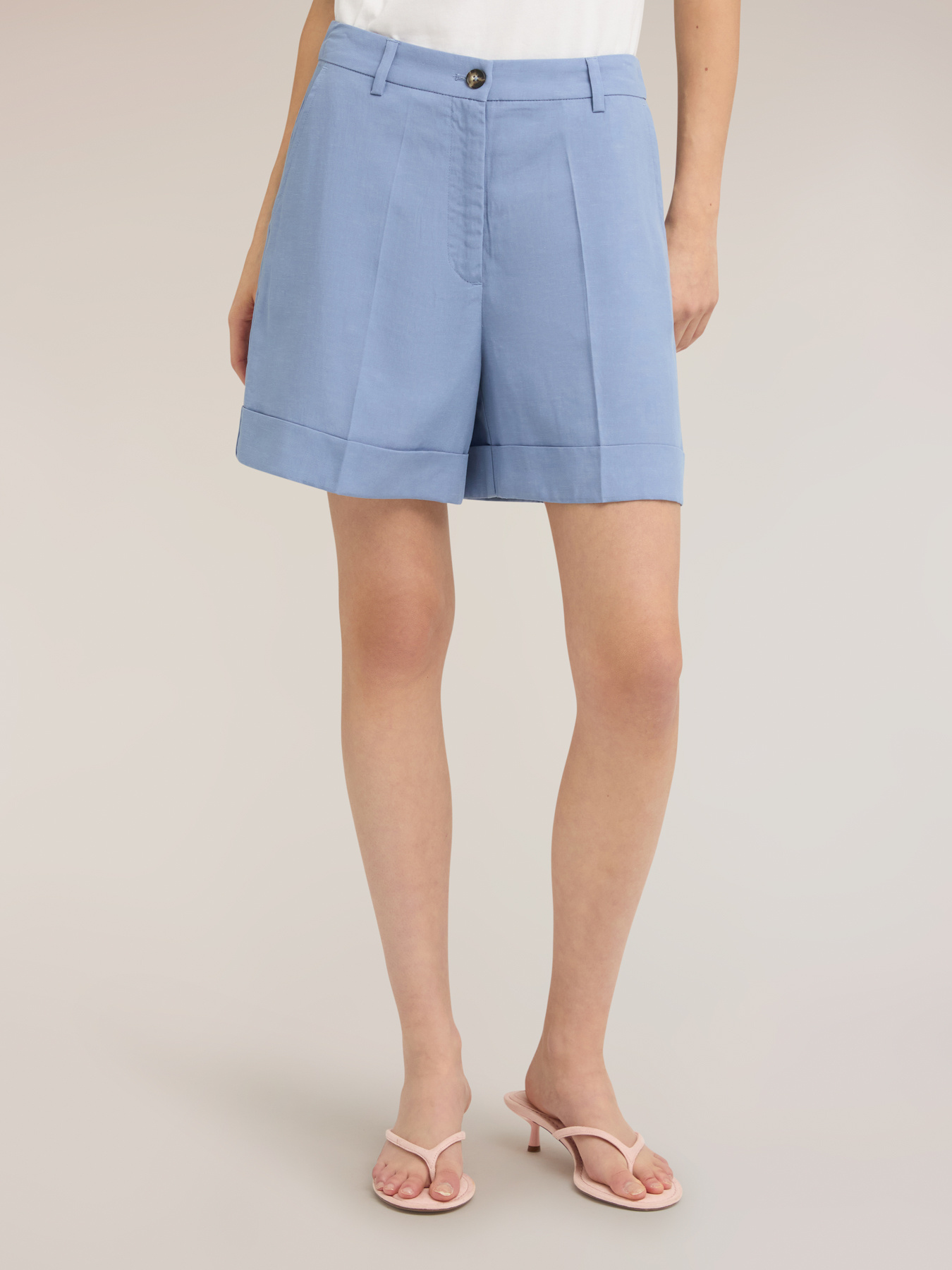 Shorts in misto lino con risvolto image number 2