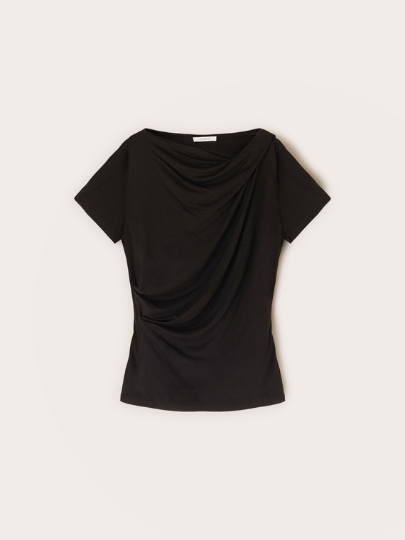 T-shirt in jersey con drappeggio