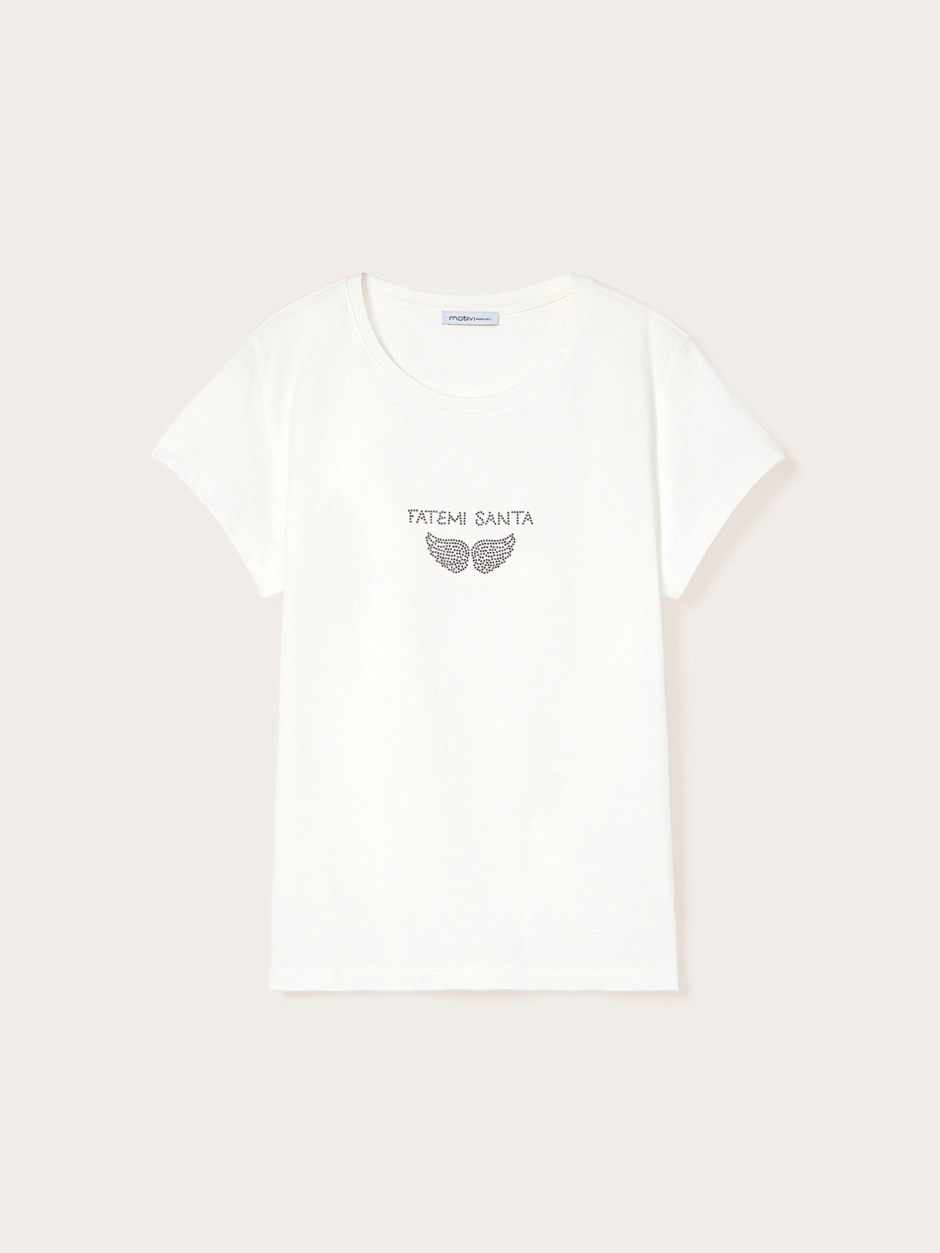 T-shirt con scritta e ali in strass image number 4