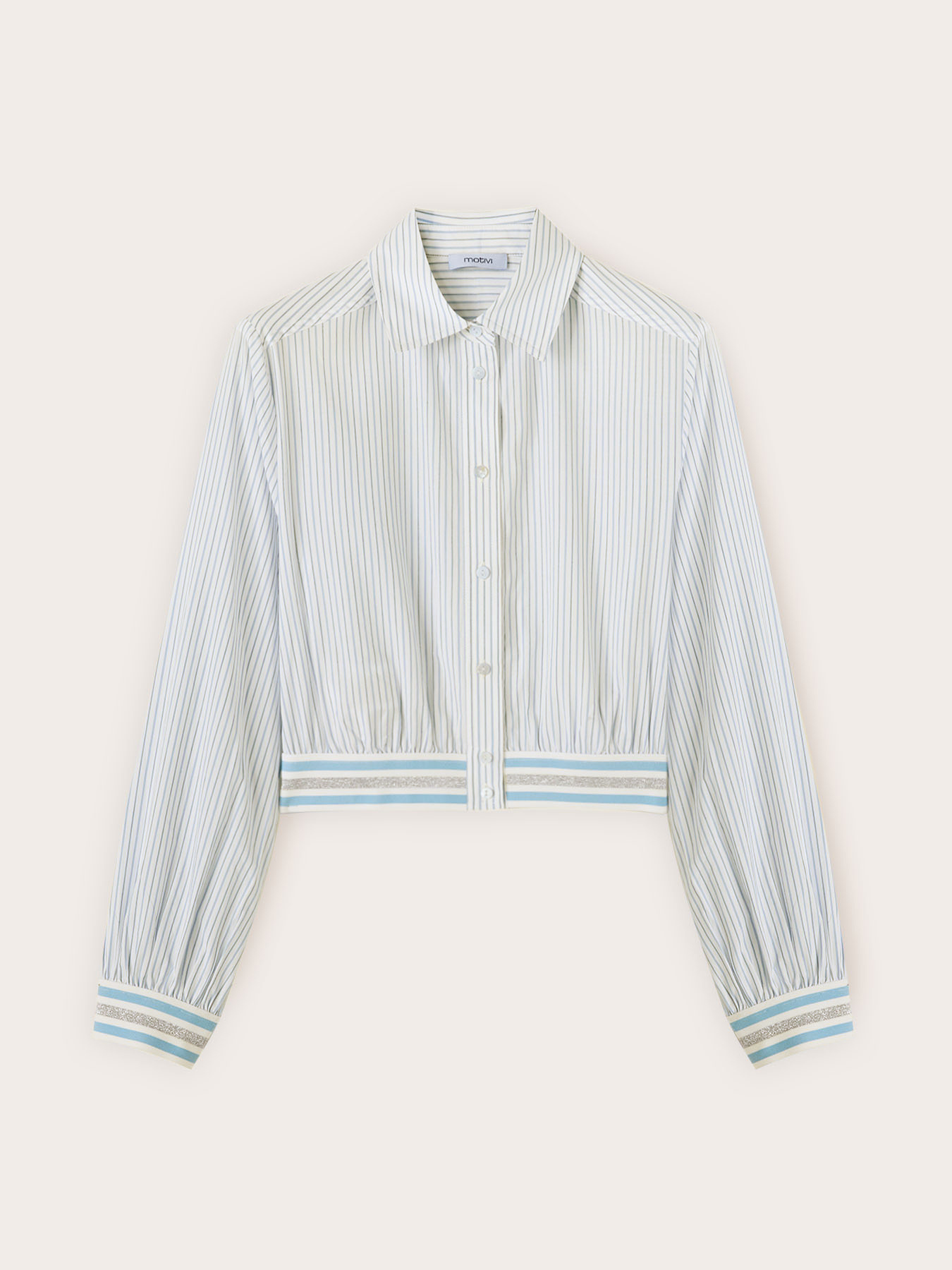 Camicia cropped a righe image number 4