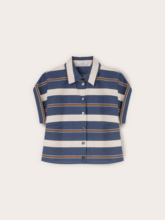 Camicia boxy in misto cotone a righe