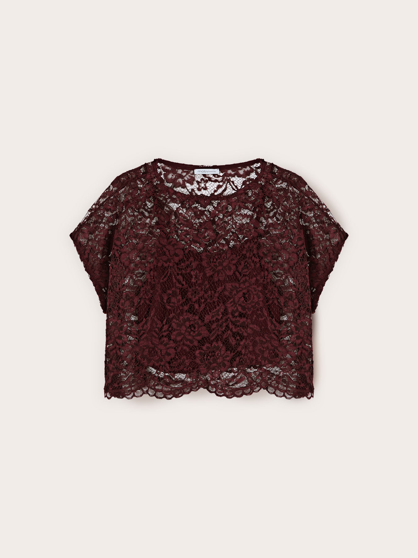 Blusa corta in pizzo image number 4