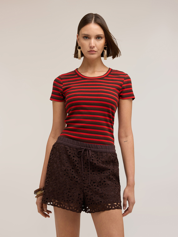 T-shirt a righe in jersey misto lurex