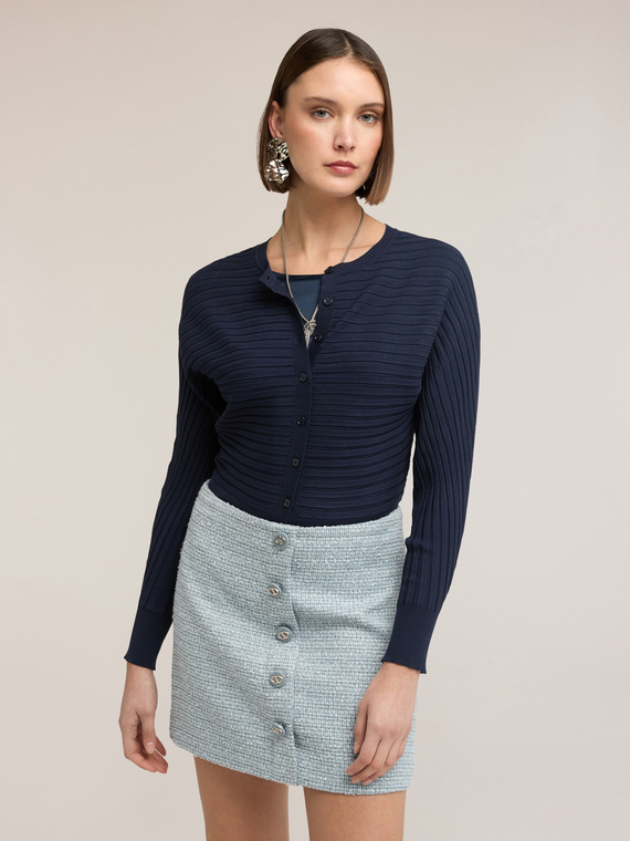 Cardigan in maglia a coste orizzontali
