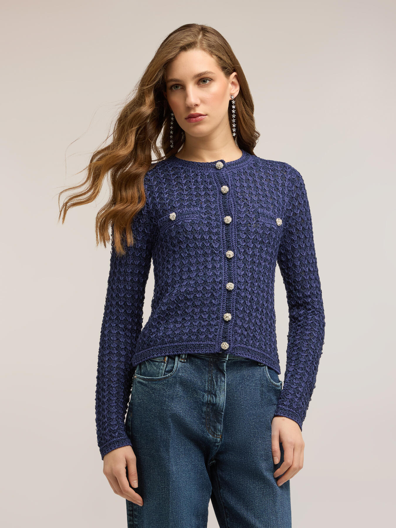 Cardigan in maglia traforata image number 0