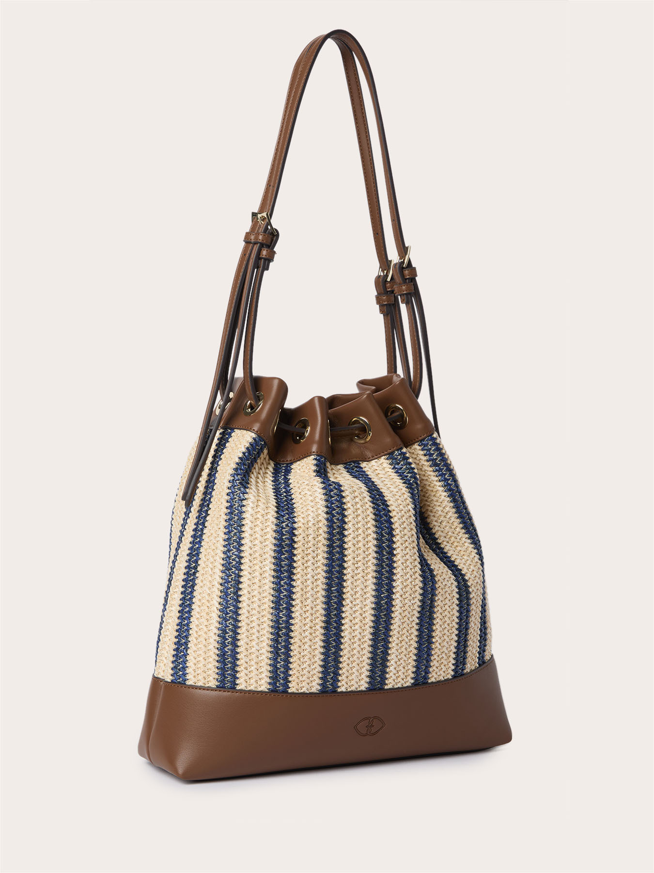 Borsa secchiello intrecciata a righe image number 3