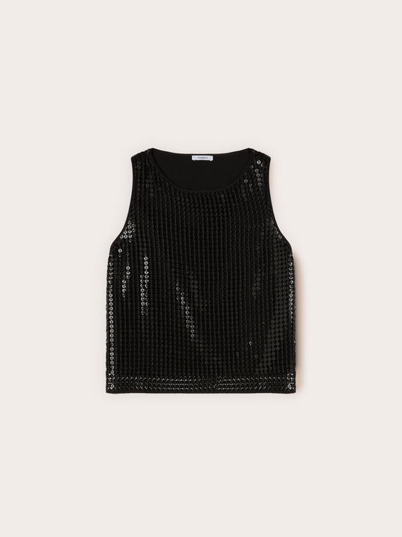 Top in rete con paillettes