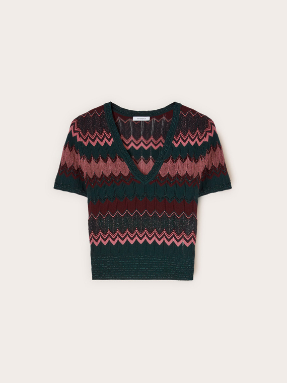 Maglia misto lurex fantasia chevron