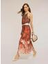 Vestito lungo in raso con stampa tropicale image number 2