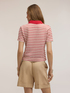T-shirt a righe con colletto a contrasto image number 1
