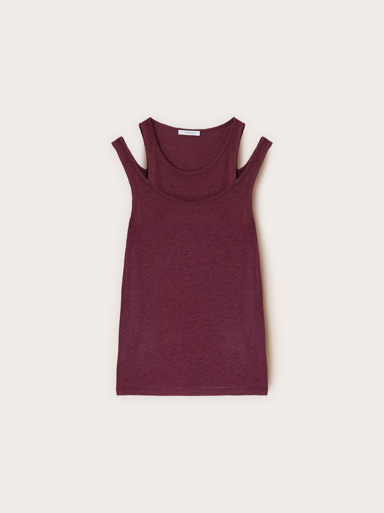 Top in misto lino con cut-out sulle spalle image number 4