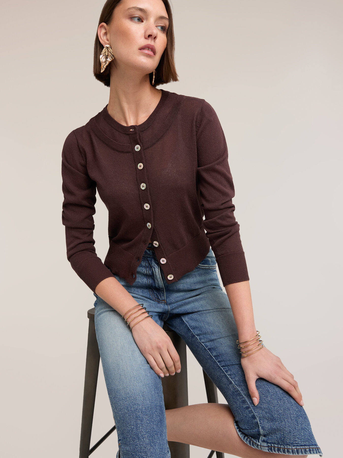 Cardigan in misto lino image number 1
