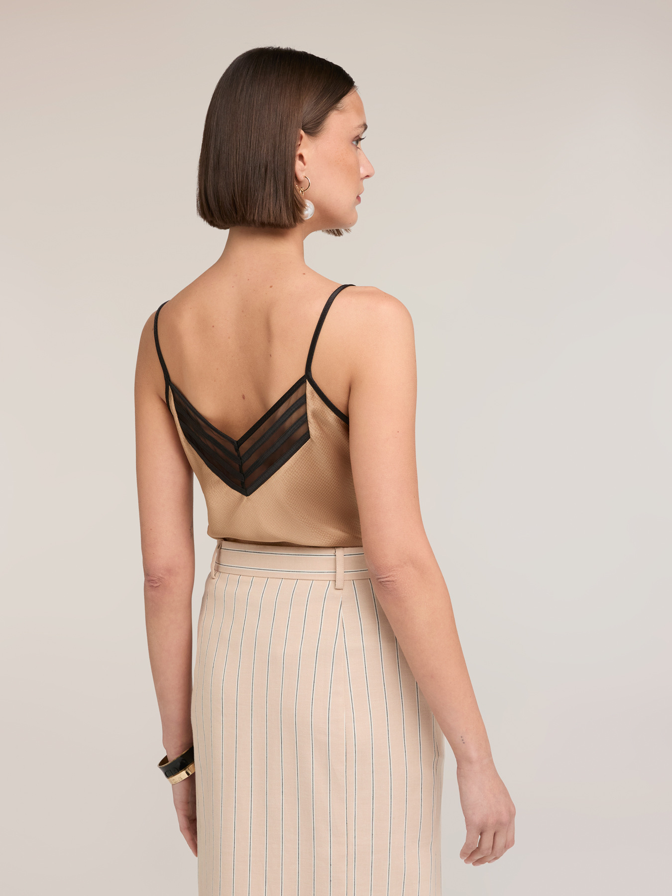 Top in raso con bordo in tulle image number 1