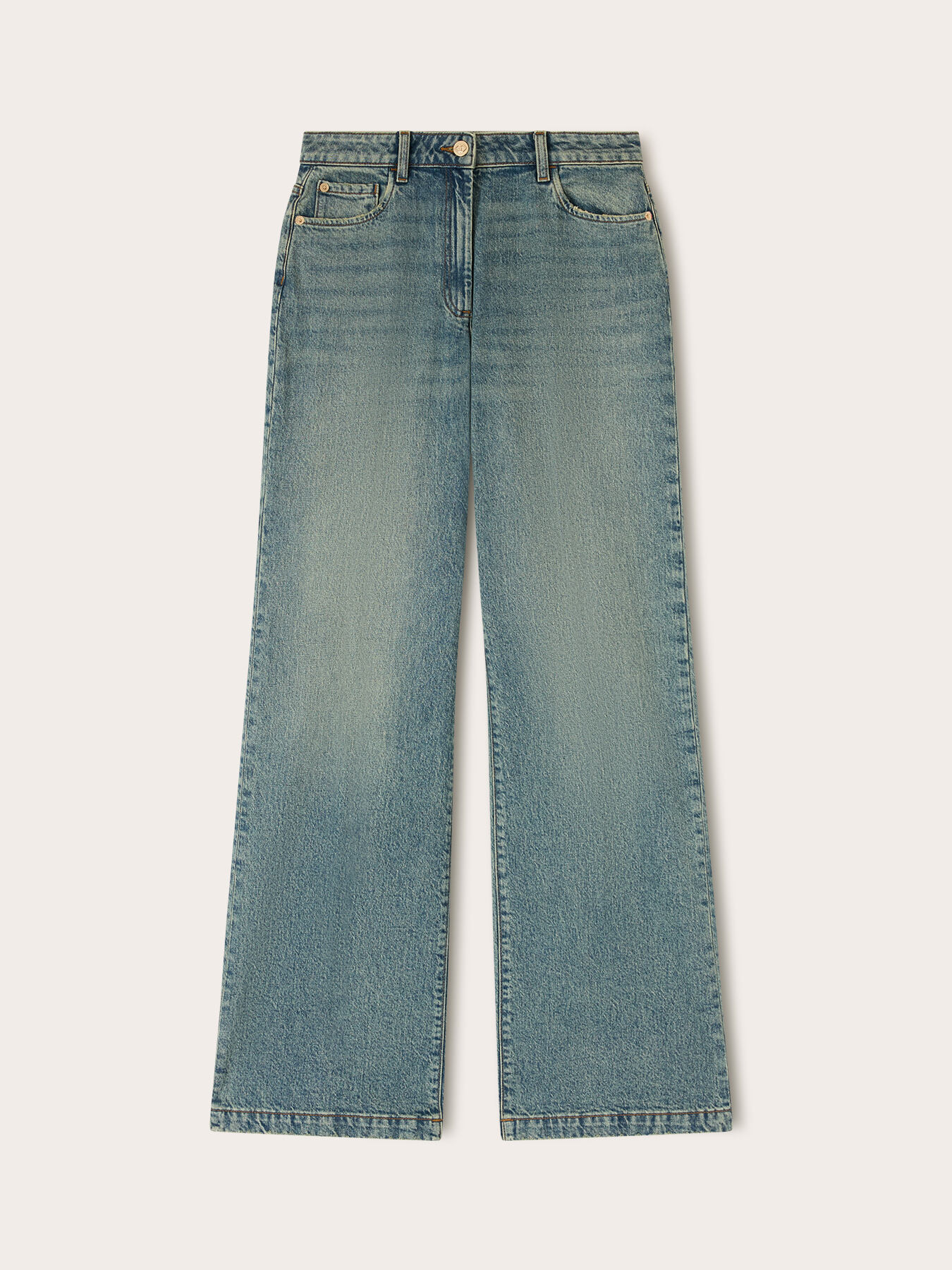 Jeans wide a vita alta washed image number 4
