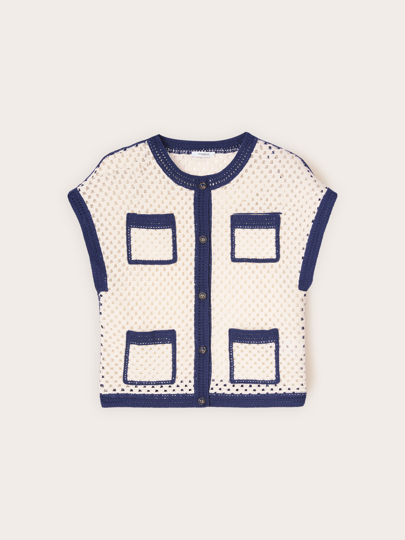 Cardigan in maglia traforata con tasche image number 0