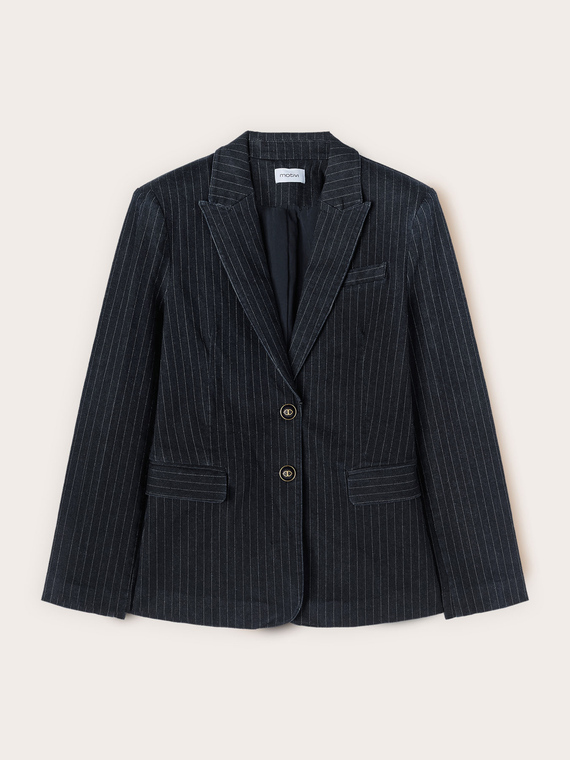 Giacca strutturata in denim gessato