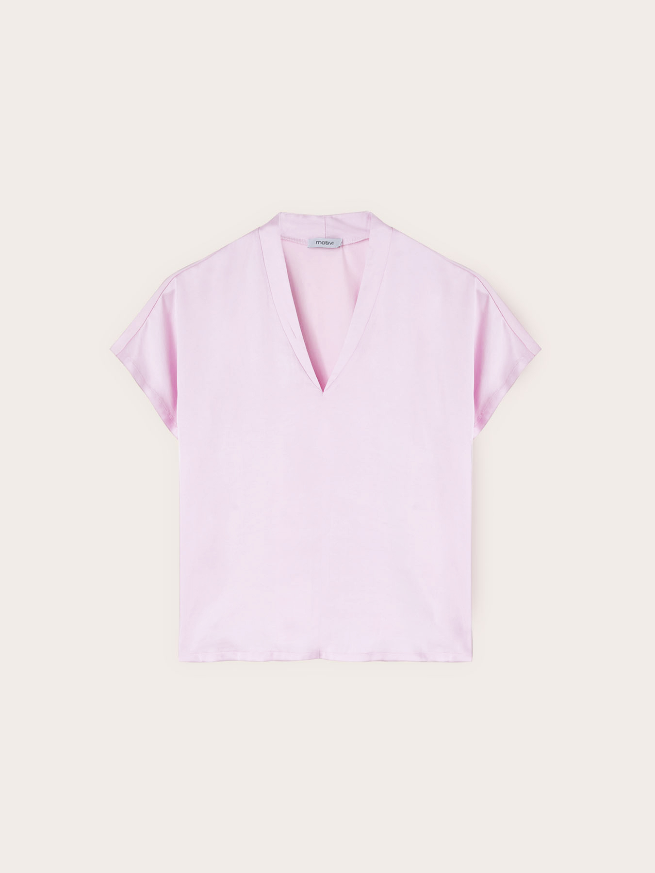T-shirt bimaterica con scollo a V image number 3