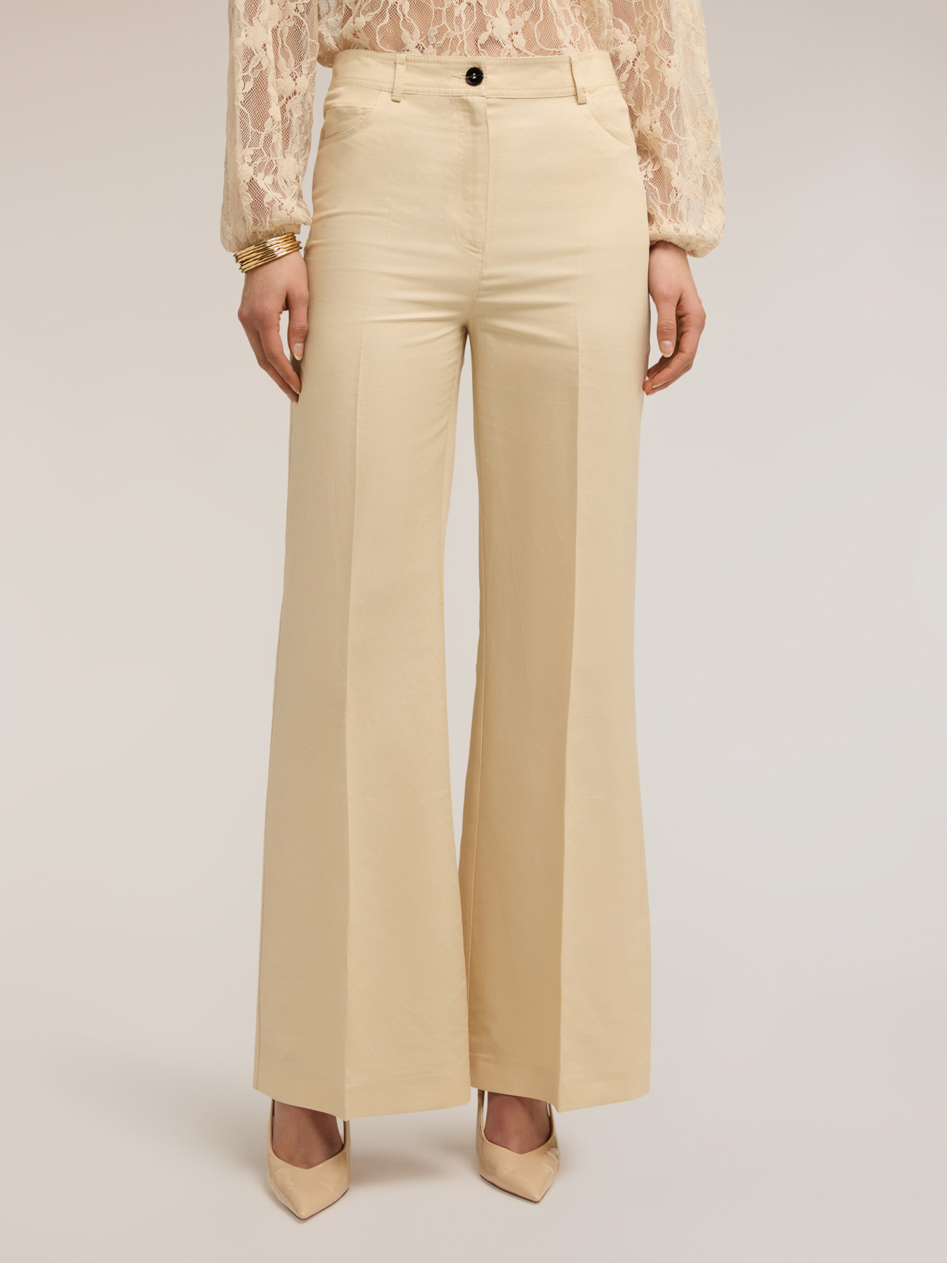Pantaloni flare in misto lino image number 2