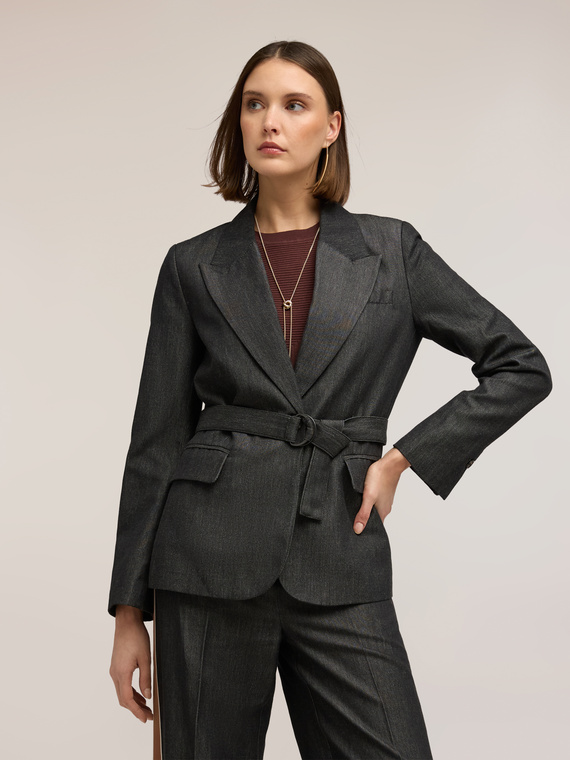 Blazer con cintura misto rami&egrave;