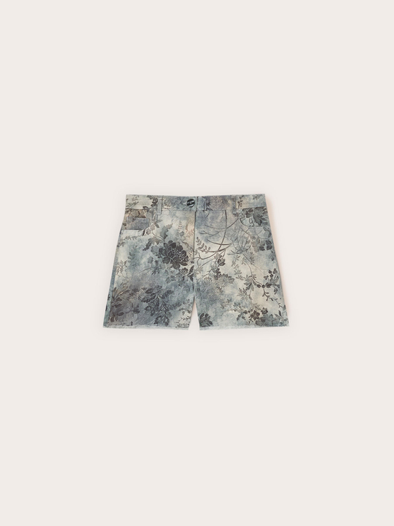 Shorts in drill di cotone con stampa
