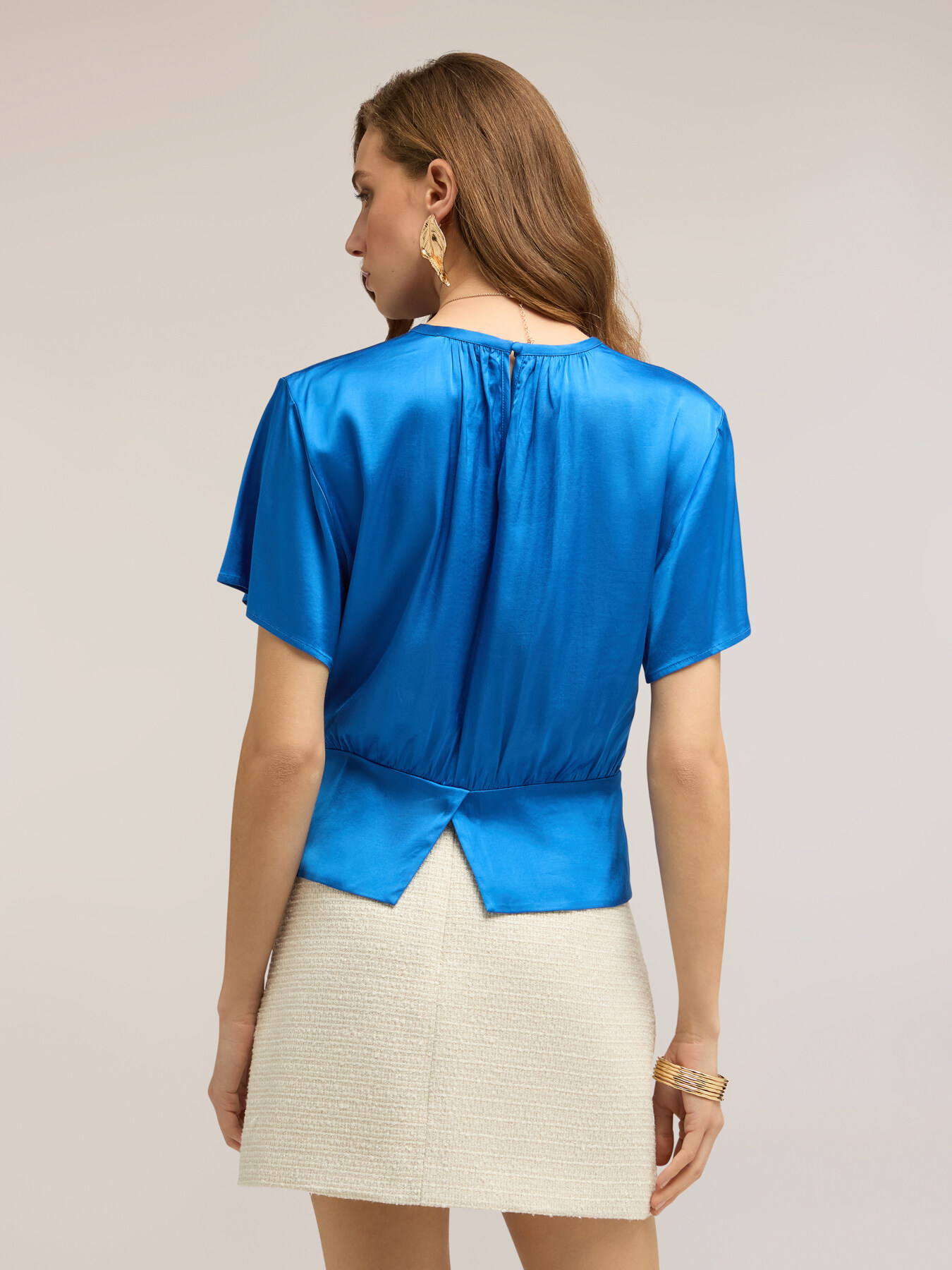 Blusa in raso con fascia image number 1