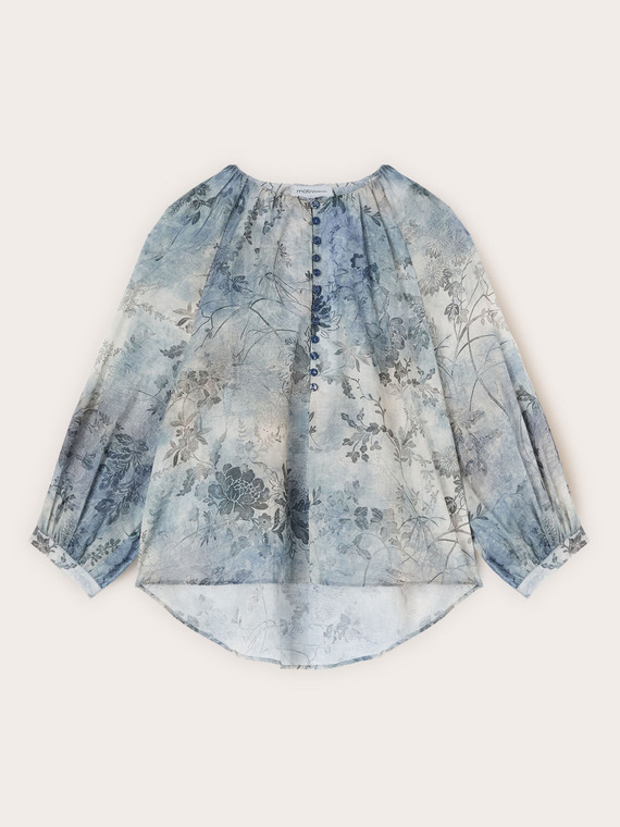 Blusa in mussola di cotone con stampa