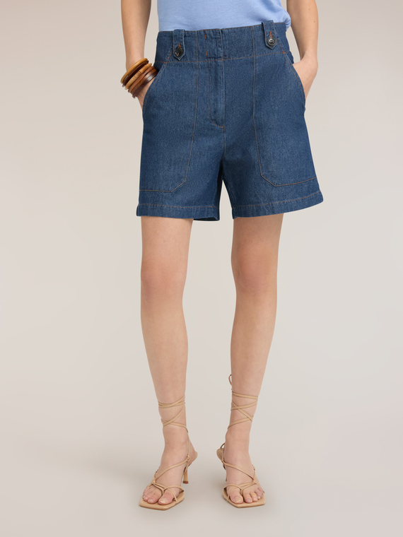 Shorts a vita alta in denim