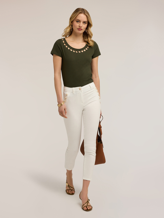 Pantaloni slim in drill di cotone