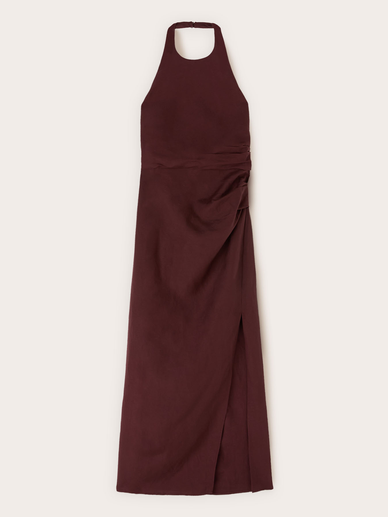 Vestito lungo in misto lino con drappeggio image number 4