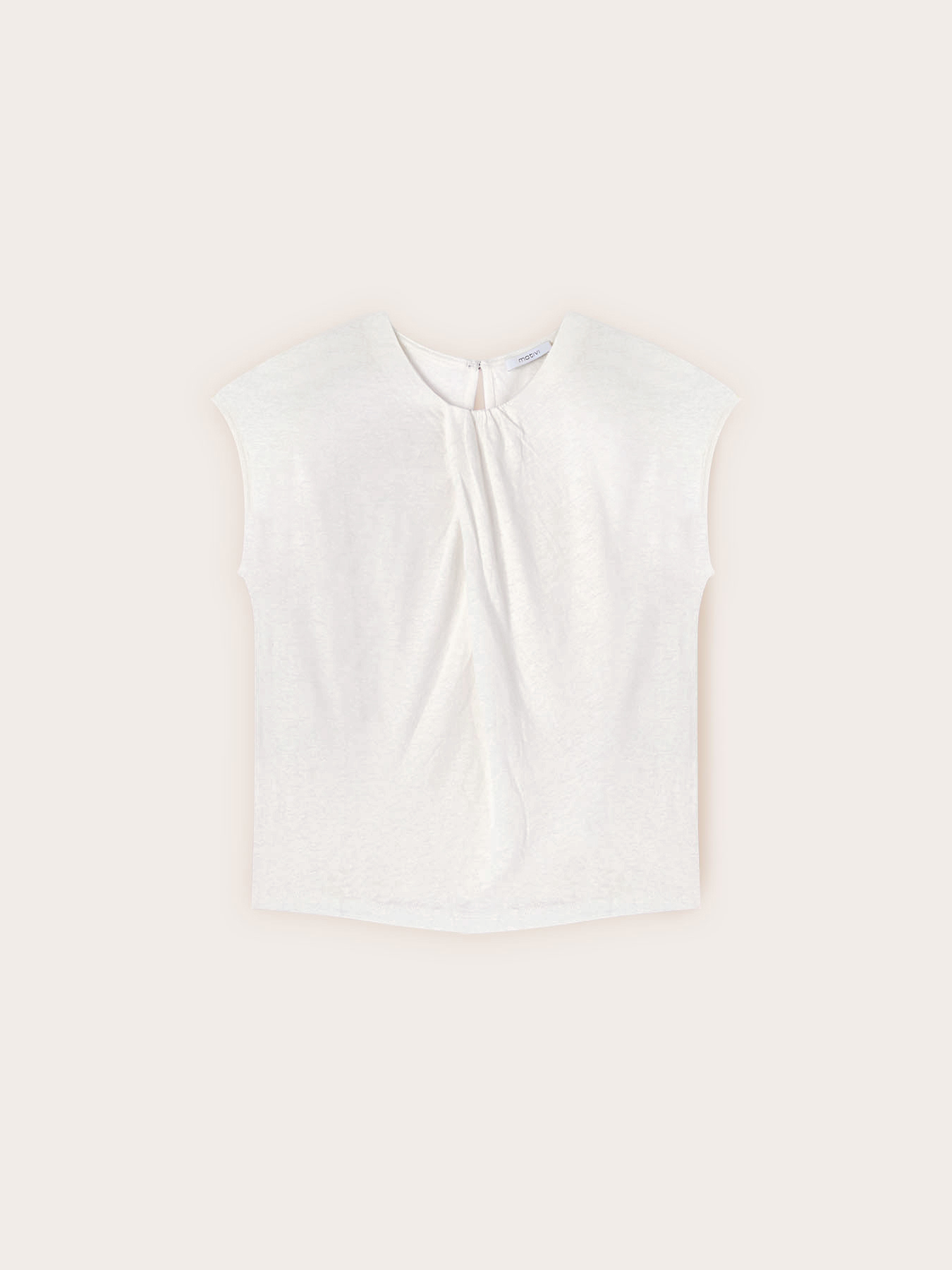 T-shirt in misto lino con drappeggio image number 4