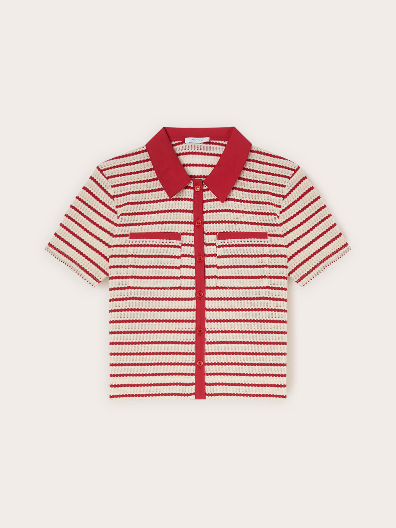 T-shirt a righe con colletto a contrasto image number 4