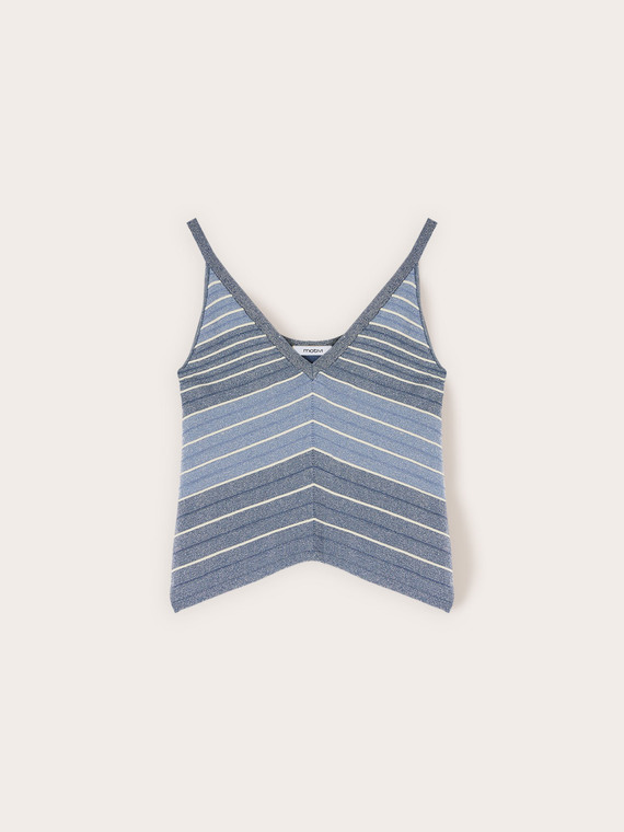 Top in maglia a righe in misto lurex
