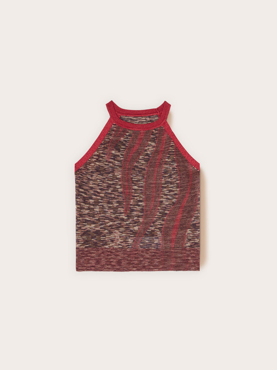 Top in maglia fine viscosa fiammata