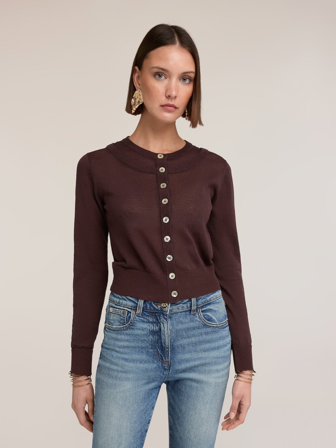 Cardigan in misto lino image number 0