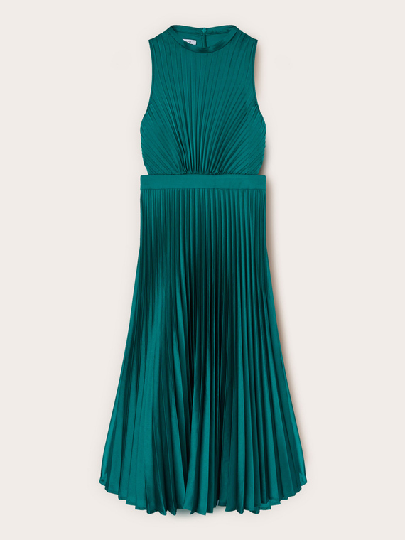 Vestito flare pliss&eacute; in raso