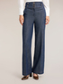 Jeans palazzo in denim a vita alta con piega image number 2