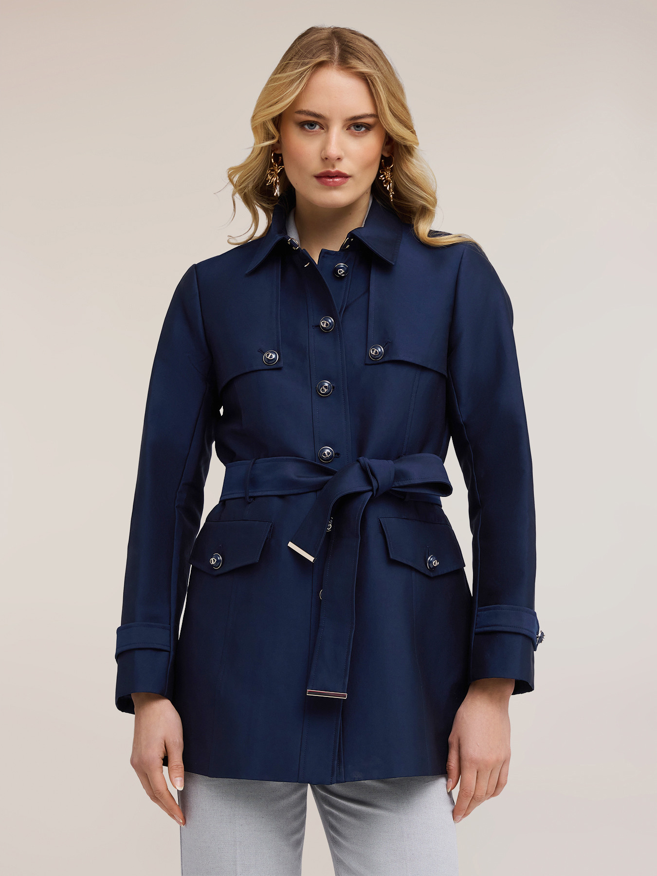 Trench in misto cotone con cintura image number 0