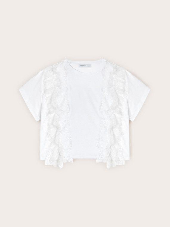T-shirt con inserti in pizzo