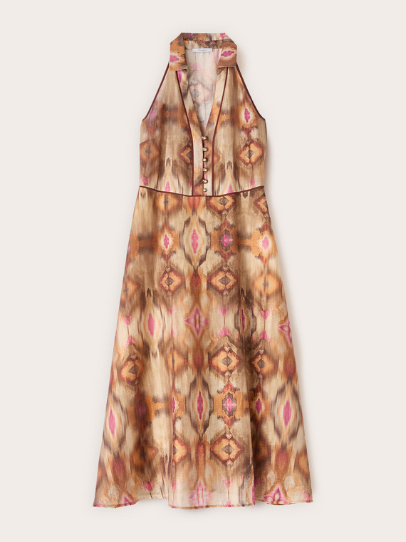 Vestito chemisier in tela con stampa ikat
