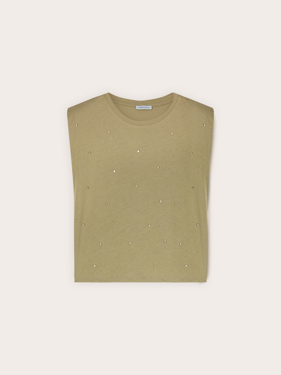 T-shirt con applicazioni di pietre