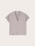 T-shirt bimaterica con scollo a V image number 3