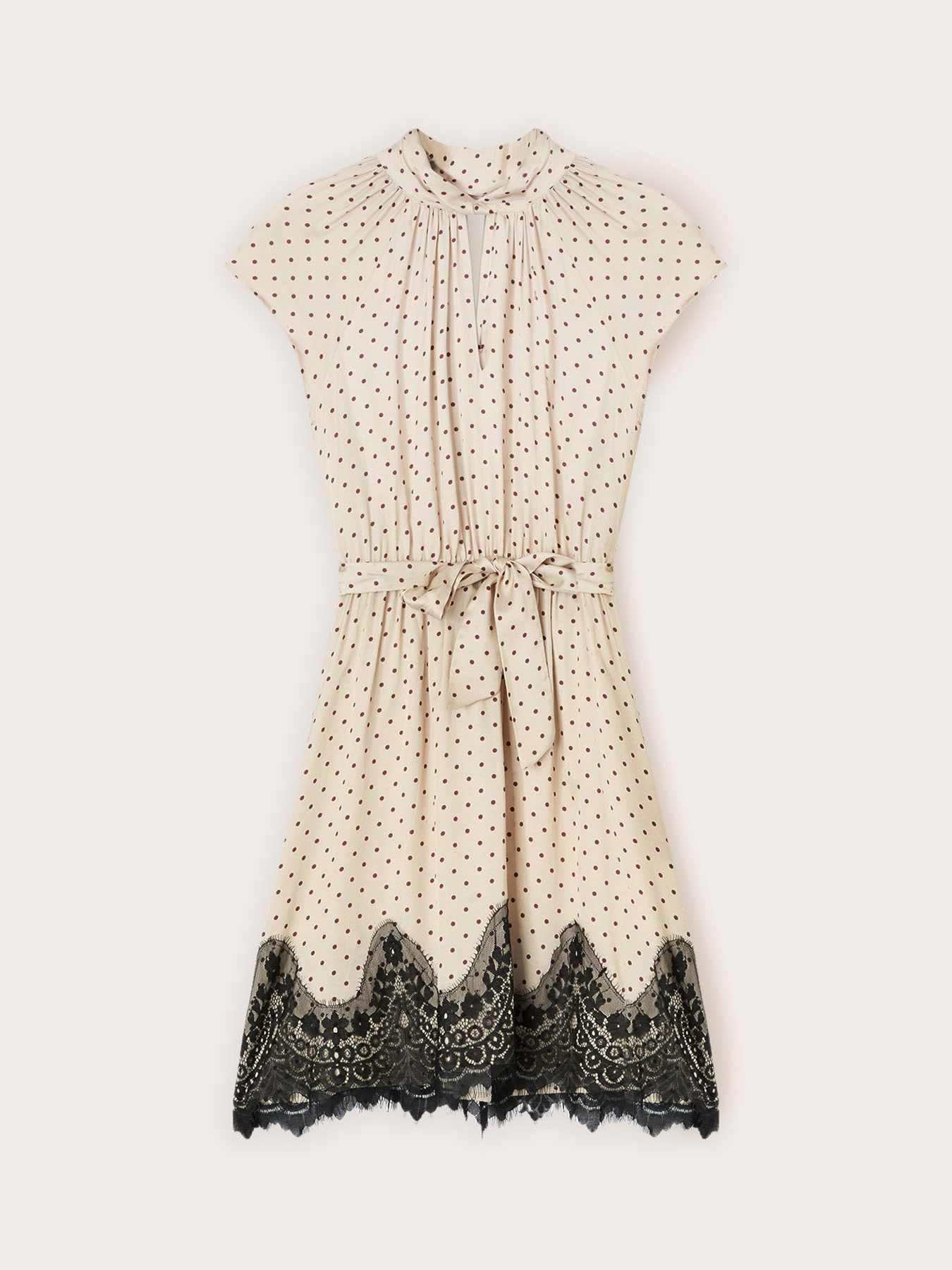 Vestito in raso a pois con pizzo image number 4
