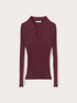Maglia polo a coste in viscosa con cut-out image number 4