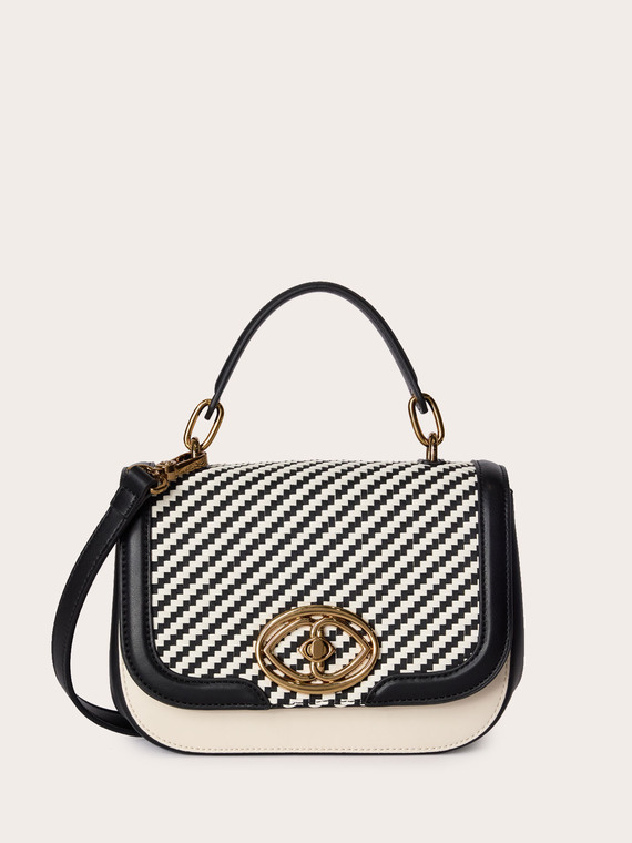 Shoulder bag con intreccio bicolore