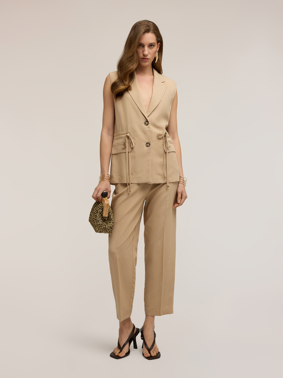Pantaloni regular in lino misto lyocell