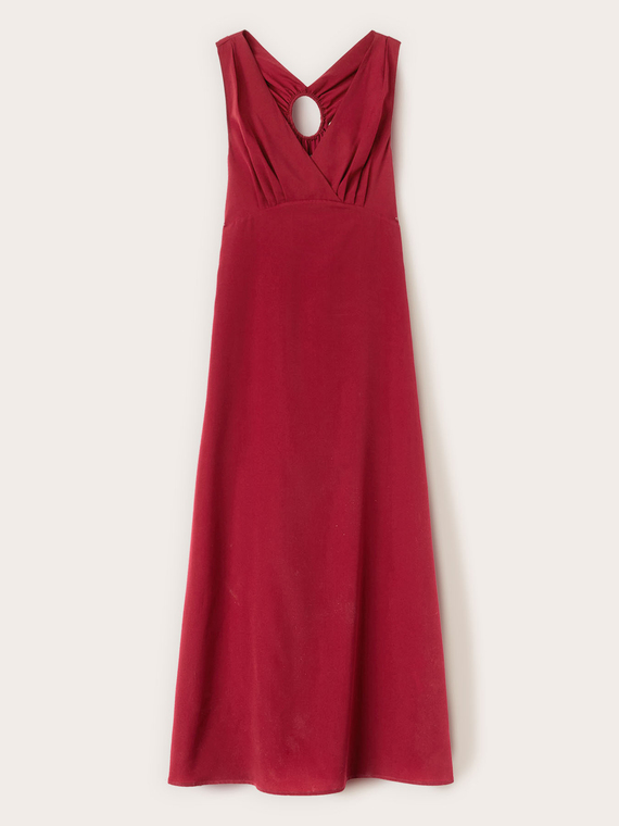 Vestito lungo in cr&ecirc;pe de chine con anello