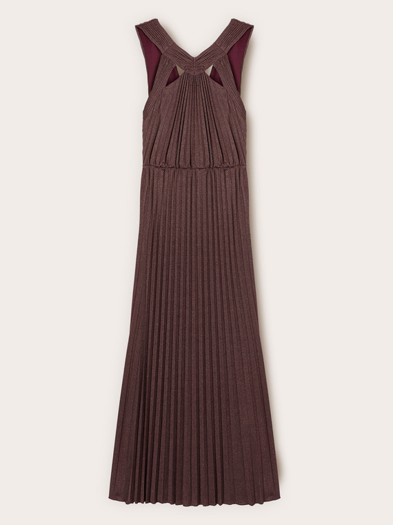 Vestito lungo in jersey lurex pliss&eacute;