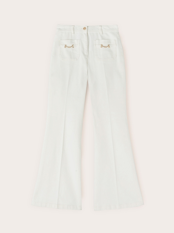 Pantaloni flare in drill di cotone