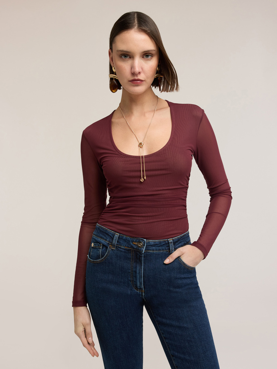T-shirt maniche lunghe in tulle