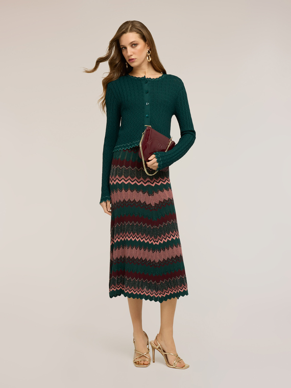 Cardigan corto in maglia effetto pizzo
